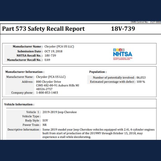 2019 jeep grand cherokee transmission recall information