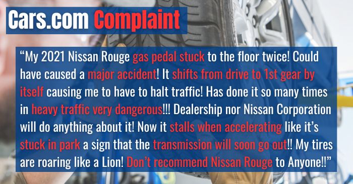 2021 nissan rogue complaints