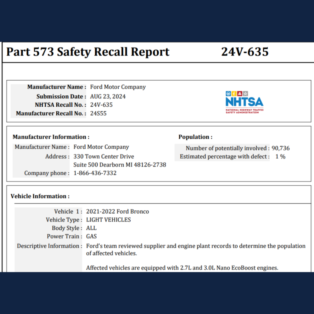 Ford 2.7 and 3.0 EcoBoost Recall