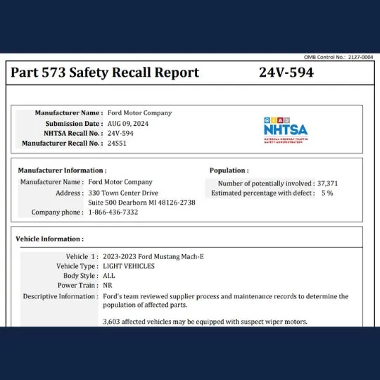 recall ford defective wipers