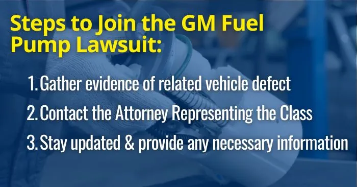 steps to join gmc fuel pump class action lawsuit