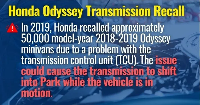 honda odyssey transmission recall